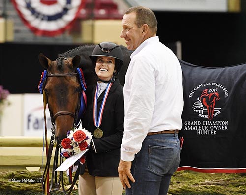 Lindsay Maxwell and Belgravia Grand Champion Amateur Owner Hunter 3'3" 2017 Capital Challenge Photo by McMillen