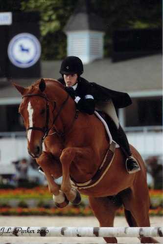 Gabbi Langston and Azian owned by Fastball Farm Large Junior Hunters 16-17 2010 Devon Horse Show Photo JL Parker