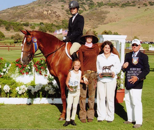 Galatea owned by Stephanie Danhakl Champion Small Junior 16-17 2005 Junior Hunter Finals Photo JumpShot