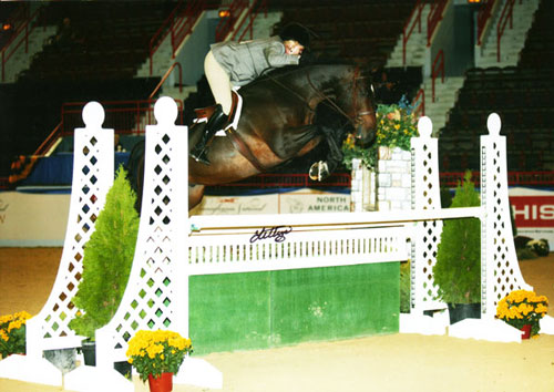 Leslie Steele and Smitten owned by Stephanie Danhakl 2nd Year Green Hunter 2008 Pennsylvania National Horse Show Photo Anne K Gittens