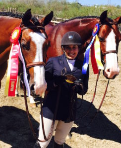 Laura Wasserman with Safari and Fine Design Champion and Reserve Champion A/O Hunter 2015 Blenheim Fall Tournament