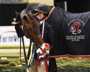 Lindsay Maxwell and Belgravia Grand Champion Amateur Owner Hunter 3'3" 2017 Capital Challenge Photo by McMillen