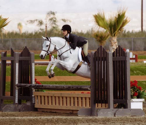 Skylar Nelson and Macy Grey Circuit Champion Medium Pony Hunters 2009 HITS Desert Circuit Photo Flying Horse