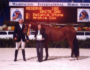Archie Cox and White Oak Owned by Delanie Stone Reserve Champion Regular Conformation Hunters 2007 Washington International Photo Al Cook