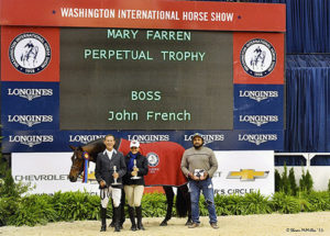 John French and Laura Wassermans Boss Champion Regular Conformation Hunter 2016-2017 Washington International Photo McMillen