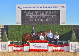 Grace Russo and Eclair HBC Small Junior Hunters 3'3" Overall Champion 2019 USEF Junior Hunter National Championship Photo by Grand Pix