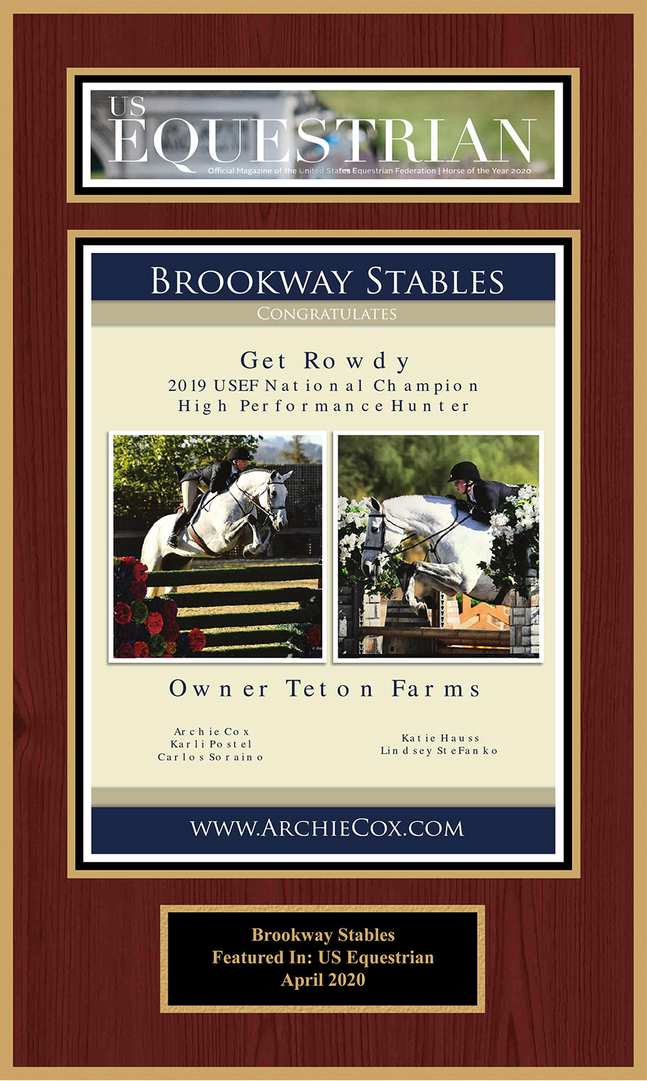 Brookway Stables Featured in US Equestrian April 2020