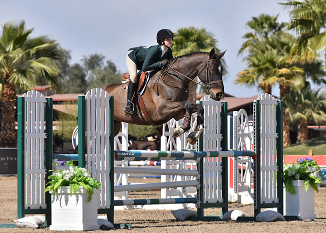 Vivienne Wood and Kevan Huskey's Coltrane ASPCA Maclay 2020 Desert Circuit Week VI Photo by ESI