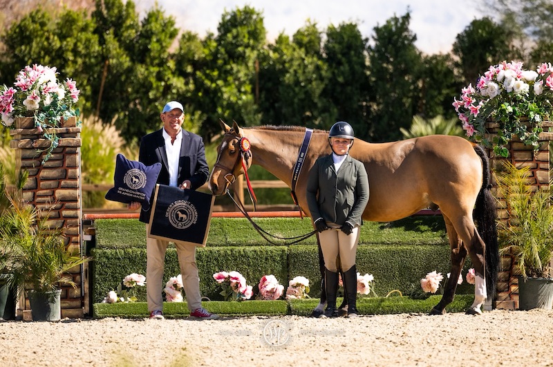 Violet Tatum and Valedictorian Grand Champion Junior Hunter 3'6" 2023 Desert Circuit Photo by Sara Shier