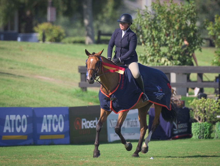 Violet Tatum and Valedictorian Overall Champion 3'6" Small Junior Hunter 15 & Under, Victory Gallop 2023 Adequan/USEF Junior Hunter National Championship - West