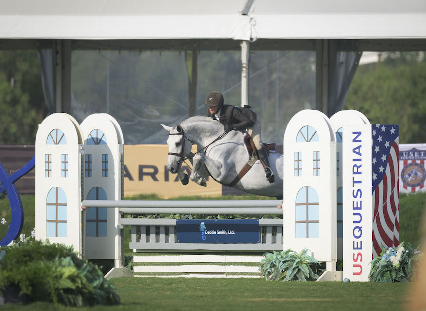 Evermore, owned by Tatum Equestrian, LLC, and Eleanor Rudnicki Overall Grand Champion - West 3'6" Small Junior Hunter 16-17 2023 Adequan/USEF Junior Hunter National Championship - West