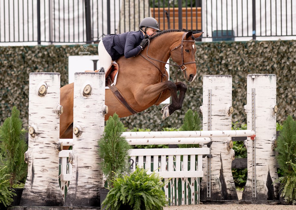 Violet Tatum and Beatrise, owned by Orphen Horses Champion Junior Hunter 3'6" 2023 Holiday Finale, Wellington, Florida Photo by Giana Terranova Photography