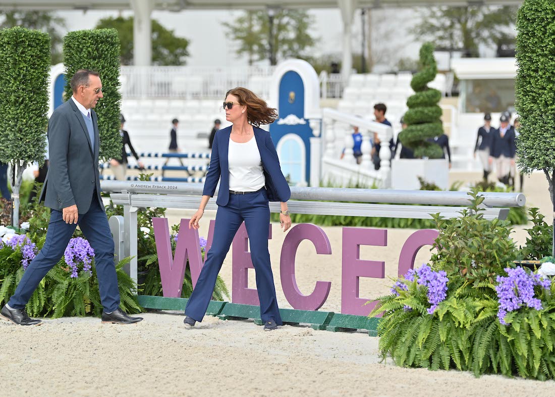 Archie Cox and Keri Kampsen judging the WEC Equitation Cup