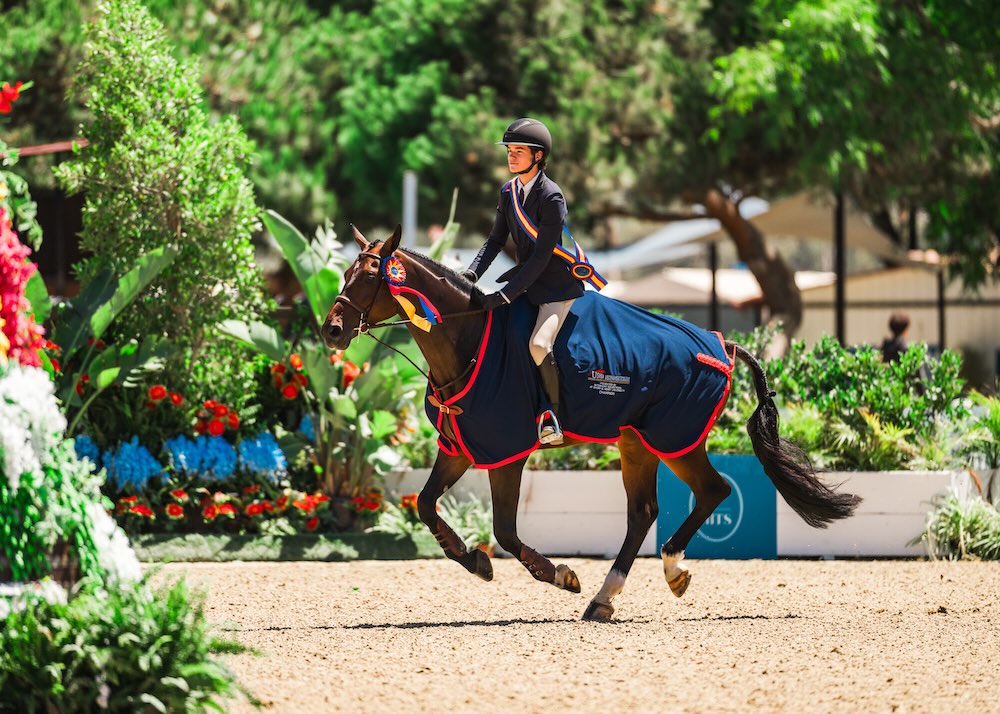 Dane Anson and Celestino Champion Gladstone Equitation Challenge - West 2025 Adequan/USEF Junior Hunter National Championship - West Del Mar, California Photo by Captured Moment