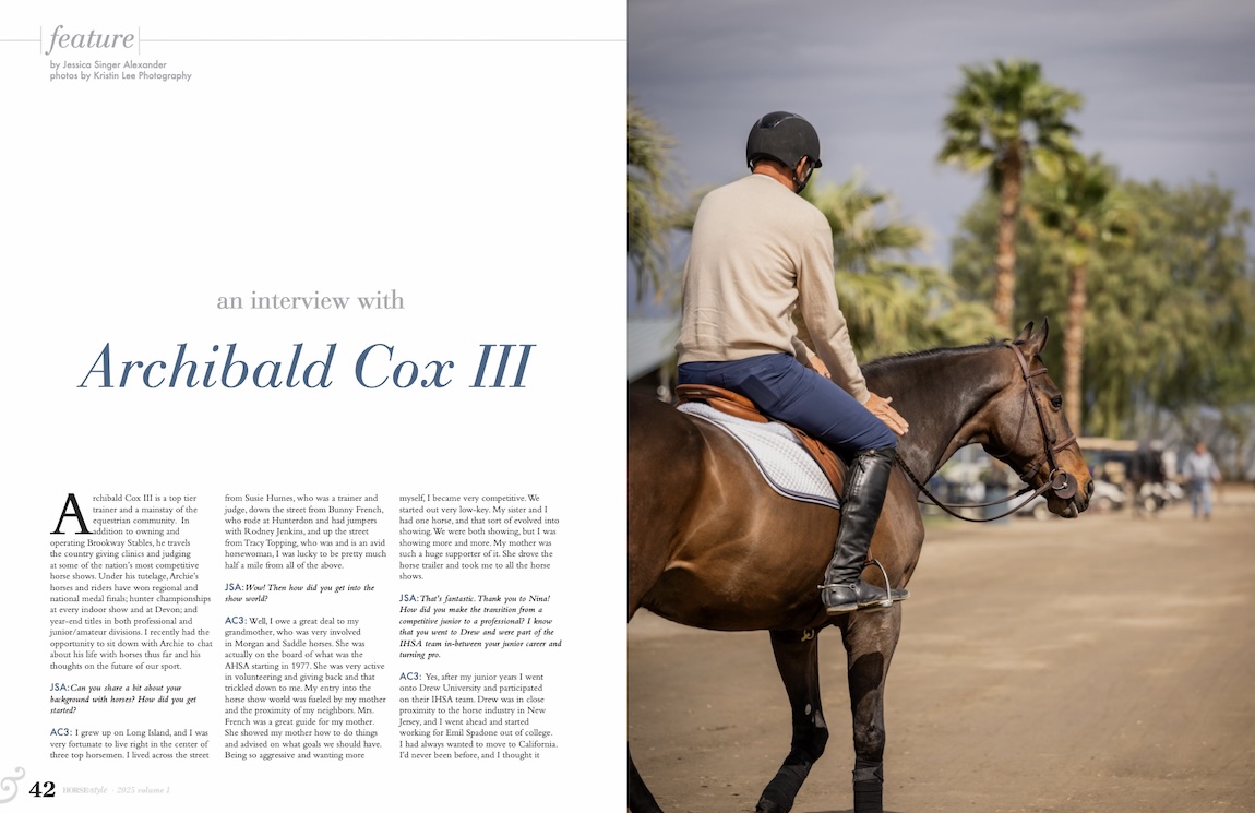 Interview with Archie Cox in Horse & Style Magazine