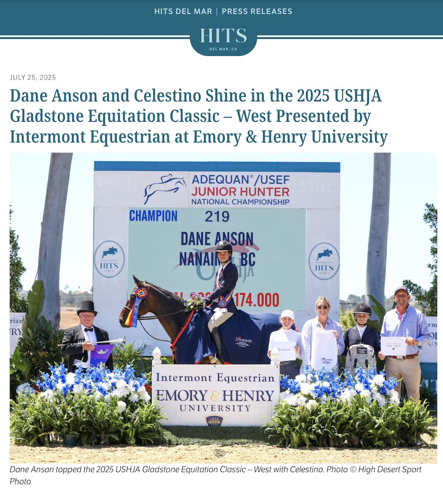 Dane Anson and Celestino Shine in the 2025 USHJA Gladstone Equitation Classic – West Presented by Intermont Equestrian at Emory & Henry University