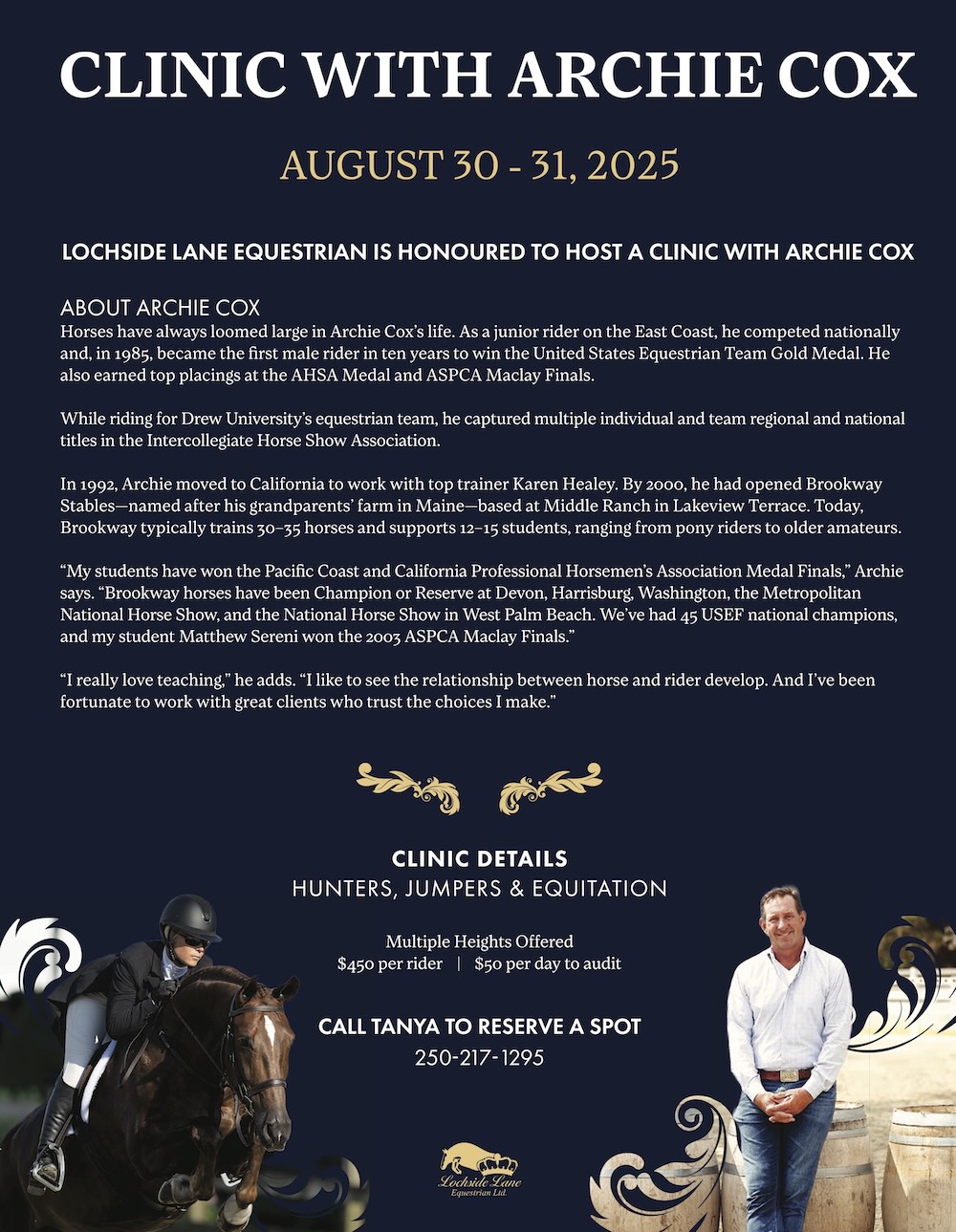 Lochside Lane Clinic with Archie Cox Victoria, B.C., Canada August 30-31, 2025