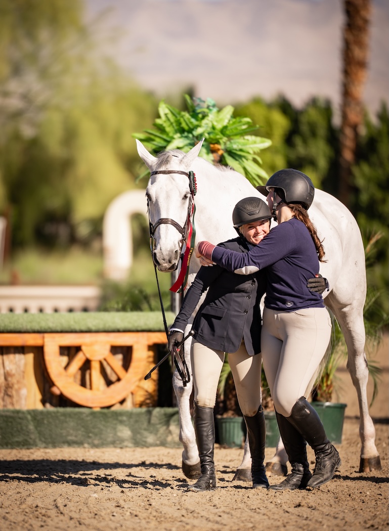 Karli Postel and Lauren Bendowski with Calabria Champion Green Hunter 3'6" Large Junior Hunter 3'3" with Lauren Bendowski 2025 Desert Holiday WCHR Week