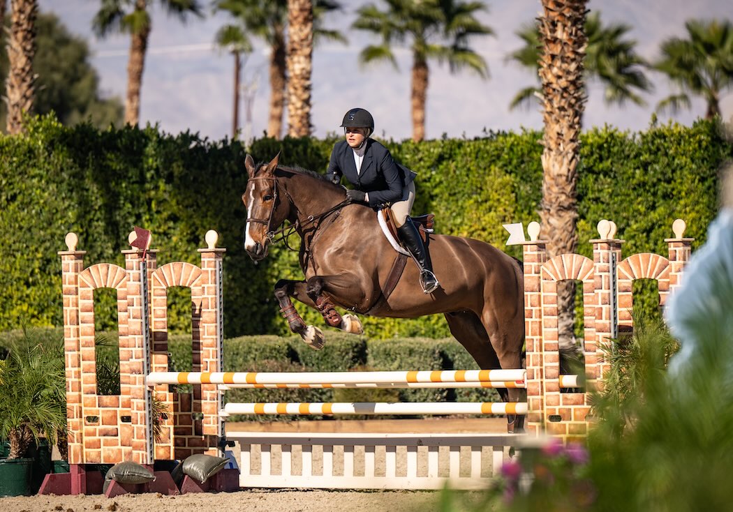 Jamie Krupnick and Troubadour USHJA Adult Jump Seat Medal 2026 Desert Circuit 1 Photo by Kristin Lee Photography