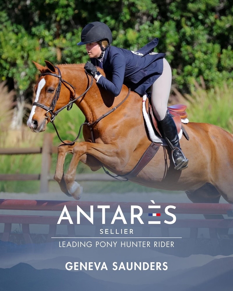 Geneva Saunders Antares Sellier Leading Pony Hunter Rider 2026 Desert Circuit