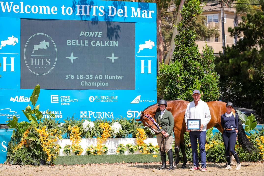 Belle Calkin and Ponte Champion 3'6" AO Hunter 18-35 2026 HITS Del Mar Photo by High Desert Sport Photo