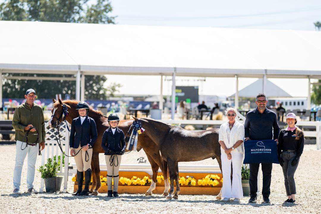 Geneva Saunders and Newsflash with Myers Allen Saunders and Napa Valley Grand Champion and Reserve Grand Champion Pony Hunter 2026 Oaks Summer 2 Tour Photo by Julie B Photography
